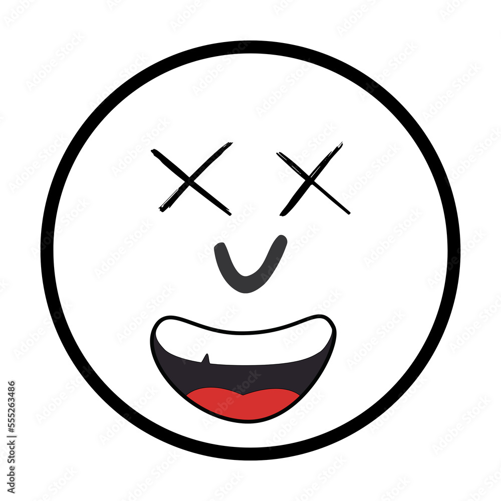 smiley circle face laughing cute x eyes clown logo illustration Stock ...