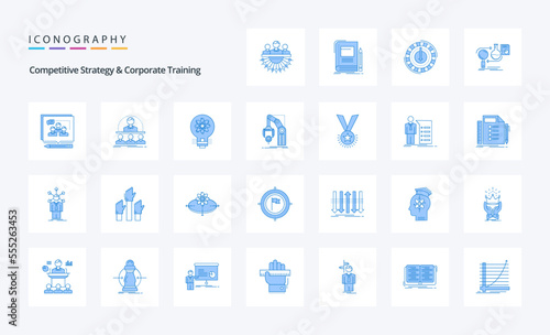 25 Competitive Strategy And Corporate Training Blue icon pack