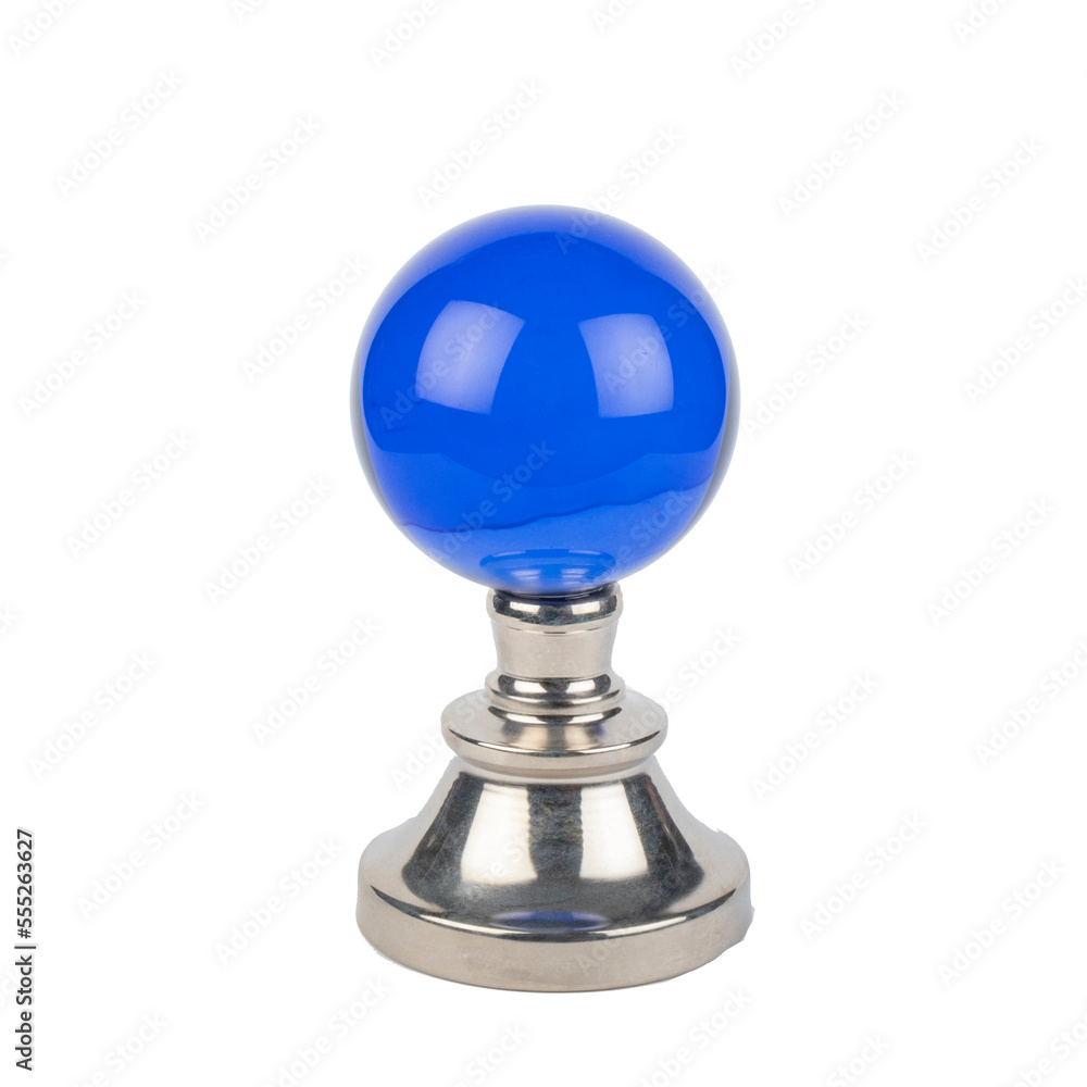 metal and glass blue decorative object isolated on white metal and glass blue decorative object isolated on white