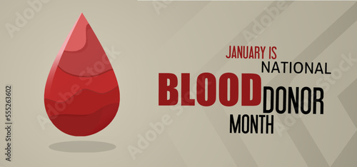 January is national blood donor month vector illustration, suitable for banner, poster or card campaign