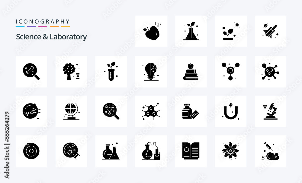 25 Science Solid Glyph icon pack