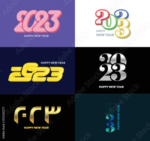 Big Set of 2023 Happy New Year logo text design 2023 number design template