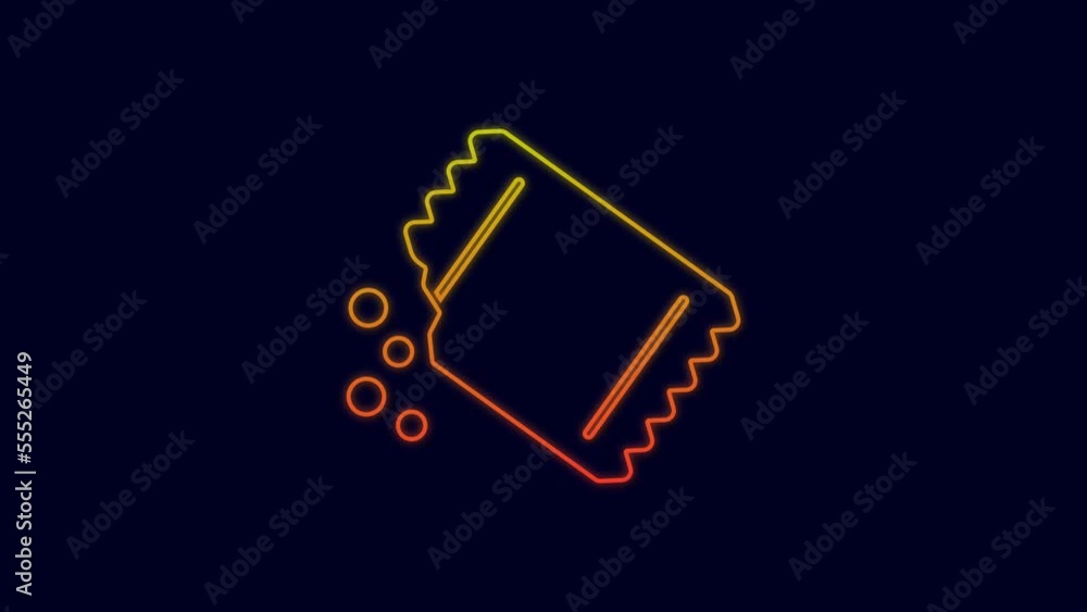 Glowing neon line Packet of pepper icon isolated on blue background. 4K Video motion graphic animation Glowing neon line Packet of pepper icon isolated on blue background. 4K Video motion graphic animation