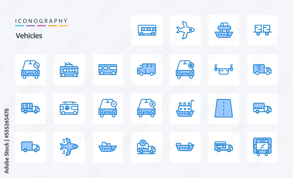 25 Vehicles Blue icon pack