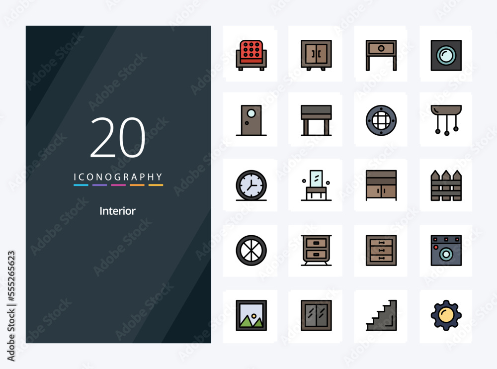 20 Interior line Filled icon for presentation