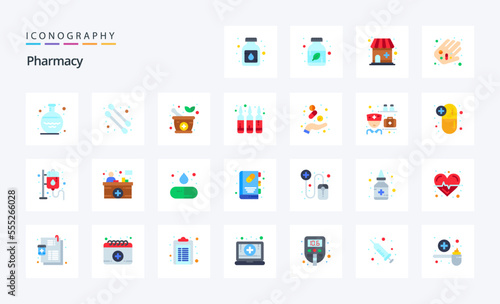 25 Pharmacy Flat color icon pack