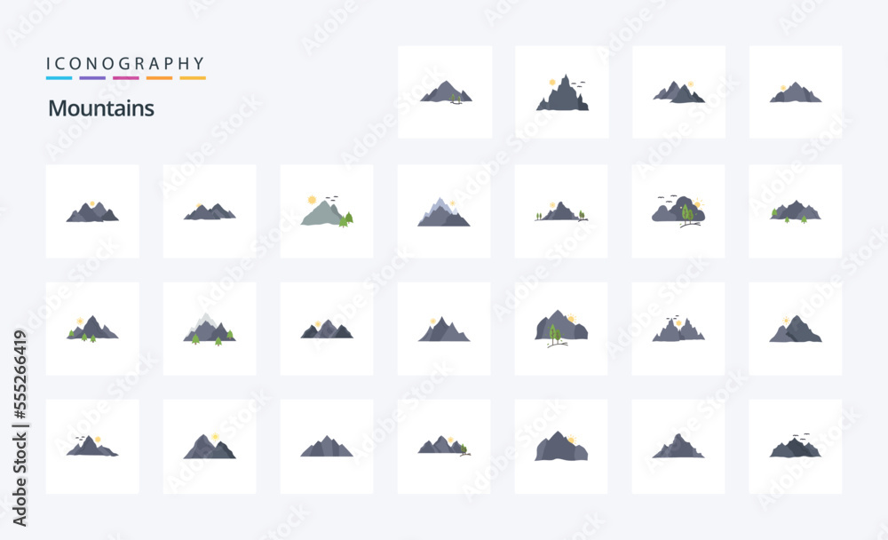 25 Mountains Flat color icon pack