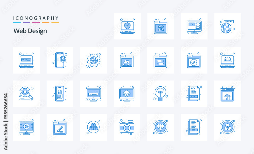 25 Web Design Blue icon pack