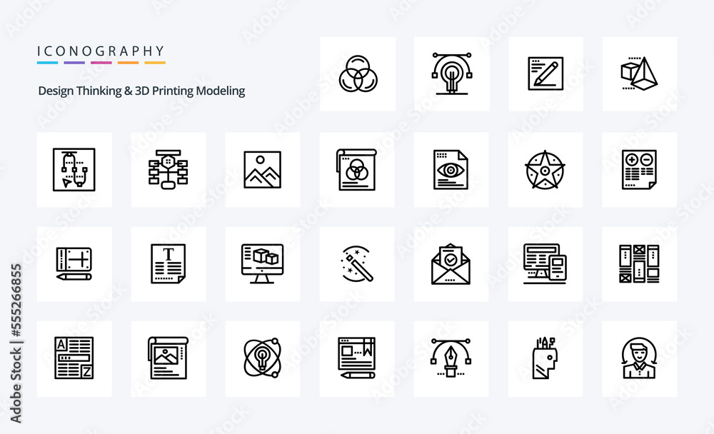 25 Design Thinking And D Printing Modeling Line icon pack