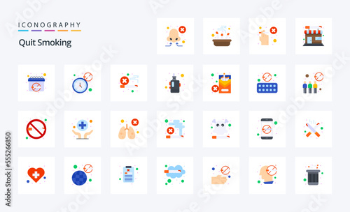 25 Quit Smoking Flat color icon pack