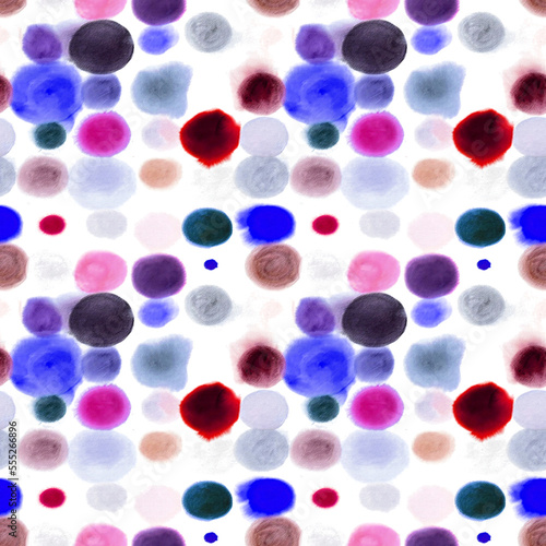 Colorful seamless watercolor round pattern.