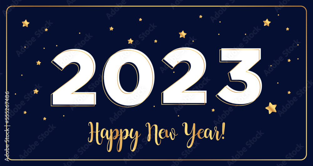 Happy new year 2023 card lettering and gold
