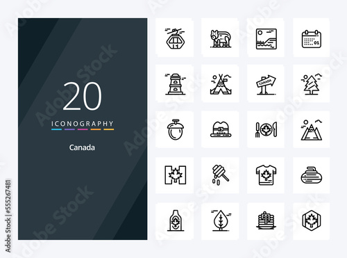 20 Canada Outline icon for presentation