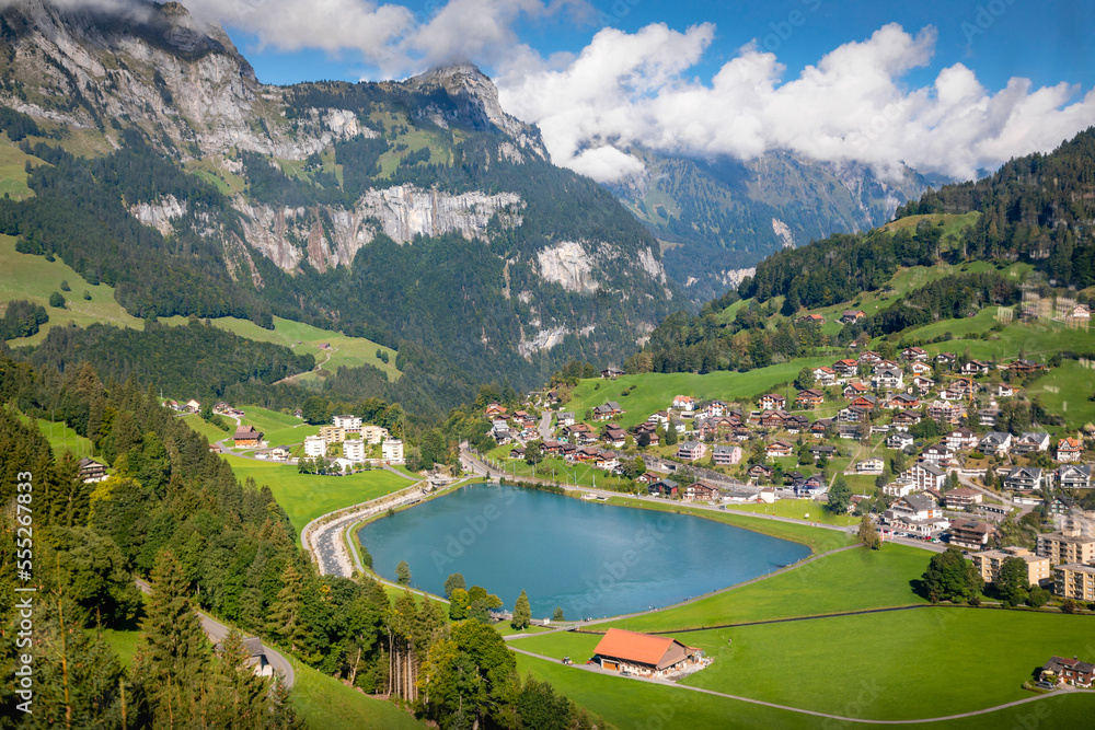Idyllic landscape of Engelberg village, Obwalden, Swiss Alps, Switzerland