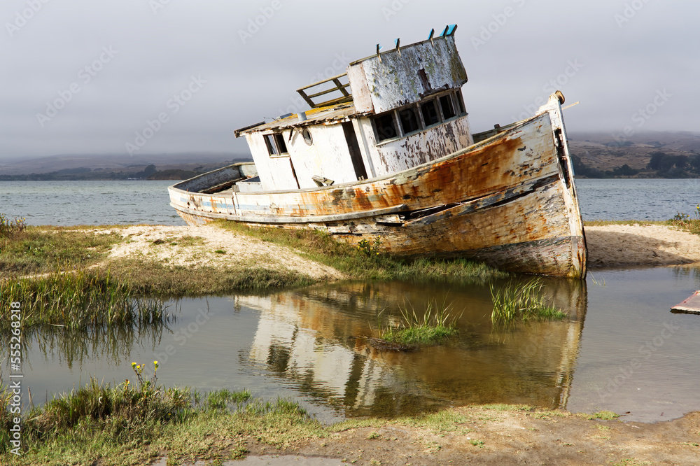 Abandoned Wooden Fishing Boat Point Reyes California