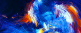 Bright artistic splashes. Abstract painting blue background. Motion paint. Fractal artwork for creative graphic design