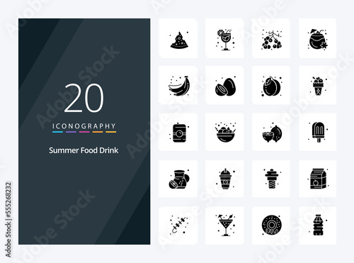 20 Summer Food Drink Solid Glyph icon for presentation