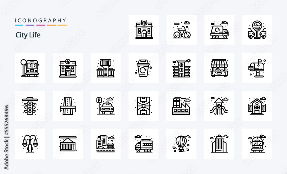 25 City Life Line icon pack