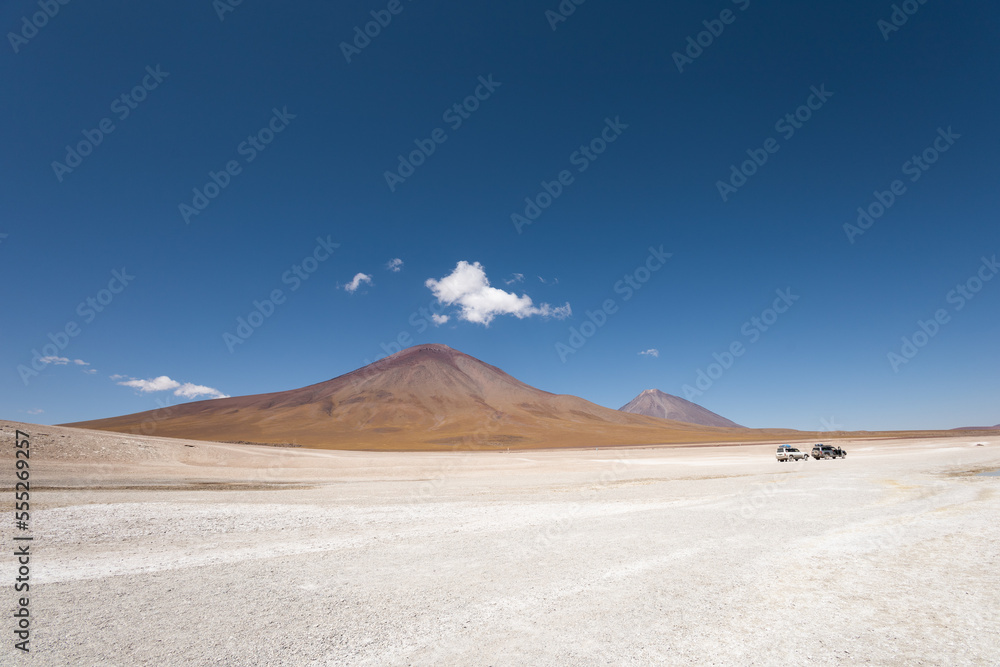 majestic desert landscape, desert nature wallpaper, mountain background and sky with clouds, natural tourist destination