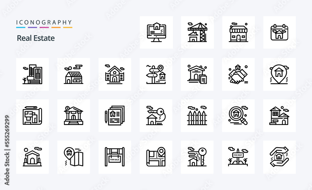 25 Real Estate Line icon pack