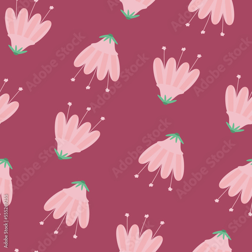 Seamless pattern with pink flower buds on a bard background in vector