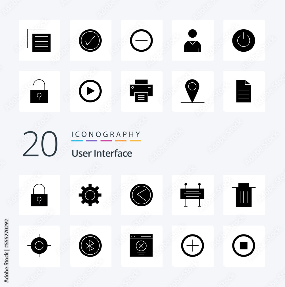 20 User Interface Solid Glyph icon Pack like delete under construction ...