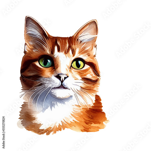 cute cat hand drawn with style watercolor