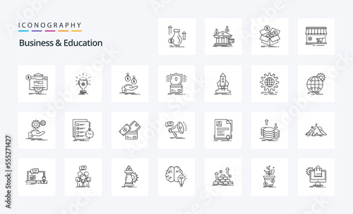 25 Business And Education Line icon pack