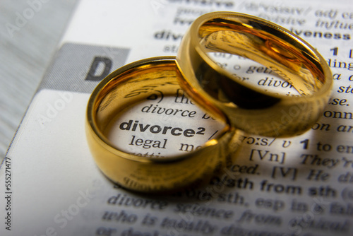 Divorce and separation concept. Two golden wedding rings