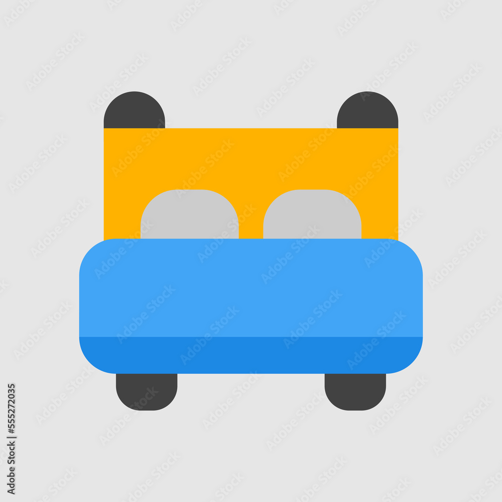 Bed icon in flat style about furniture, use for website mobile app presentation Bed icon in flat style about furniture, use for website mobile app presentation