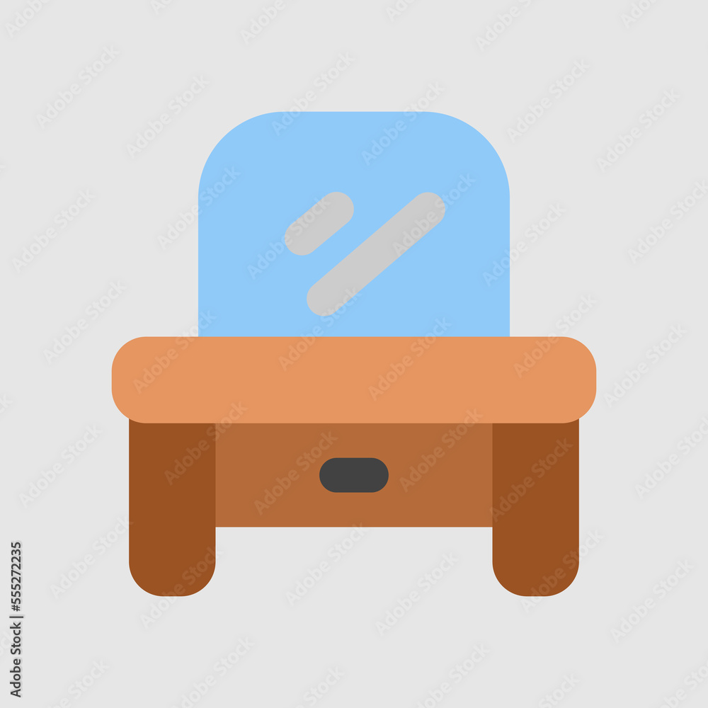 Dressing table icon in flat style about furniture, use for website mobile app presentation