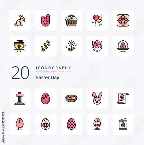 20 Easter Line Filled Color icon Pack like file easter holiday bynny egg photo