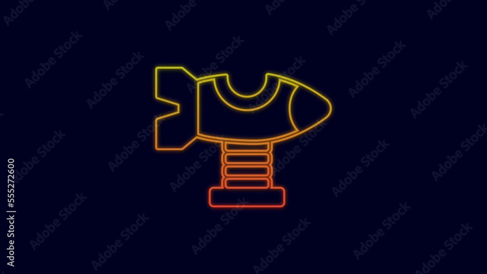 Glowing neon line Swing plane on the playground icon isolated on blue background. Childrens carousel with plane. Amusement icon. 4K Video motion graphic animation Glowing neon line Swing plane on the playground icon isolated on blue background. Childrens carousel with plane. Amusement icon. 4K Video motion graphic animation