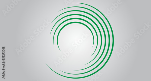 Green circle speed lines isolated. Abstract speed lines in circle form, vector. For geometric art, elements design, logo, print materials and placard template. Abstract speed lines circles background