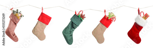 Collage of hanging Christma...