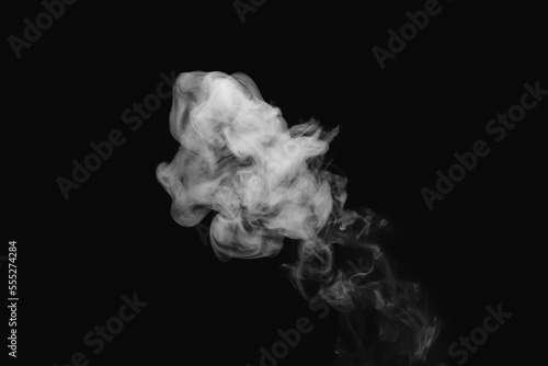 White smoke on black background, closeup