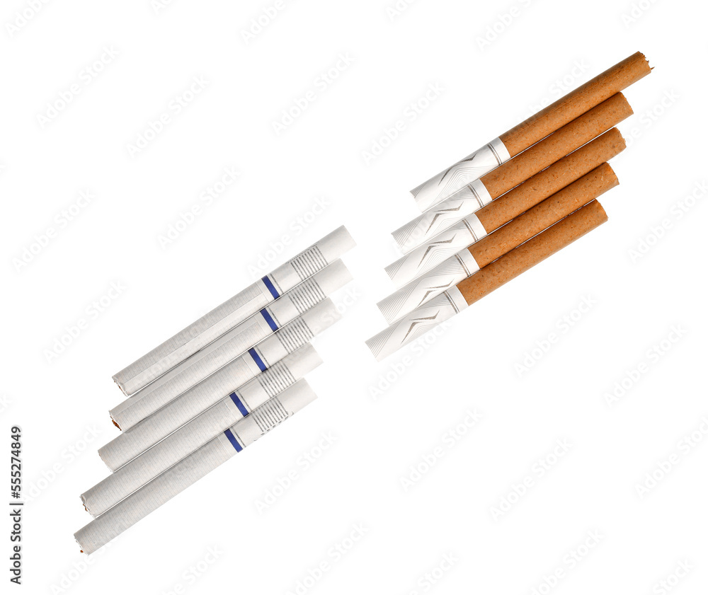 Whole cigarettes isolated on white background Whole cigarettes isolated on white background