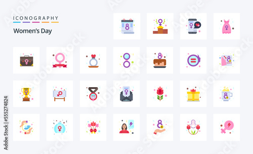 25 Womens Day Flat color icon pack