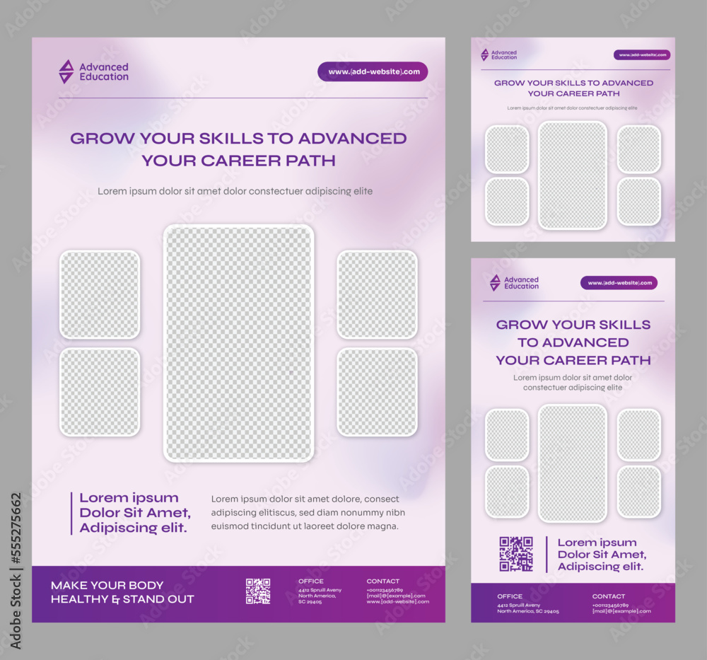 Advanced your career path Gradient Mesh Flyer, banner, social media square and story post template - 5 photo placeholder Advanced your career path Gradient Mesh Flyer, banner, social media square and story post template - 5 photo placeholder
