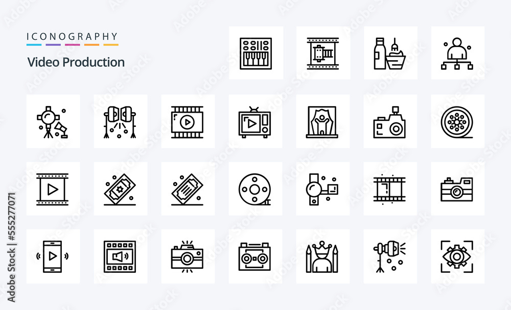 25 Video Production Line icon pack