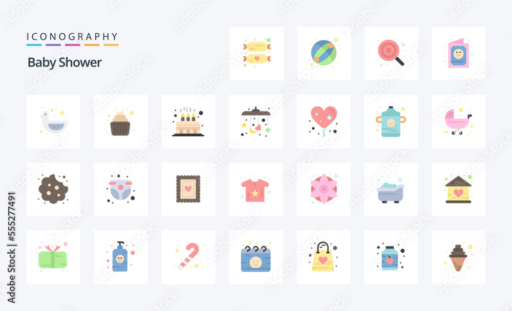 25 Baby Shower Flat color icon pack