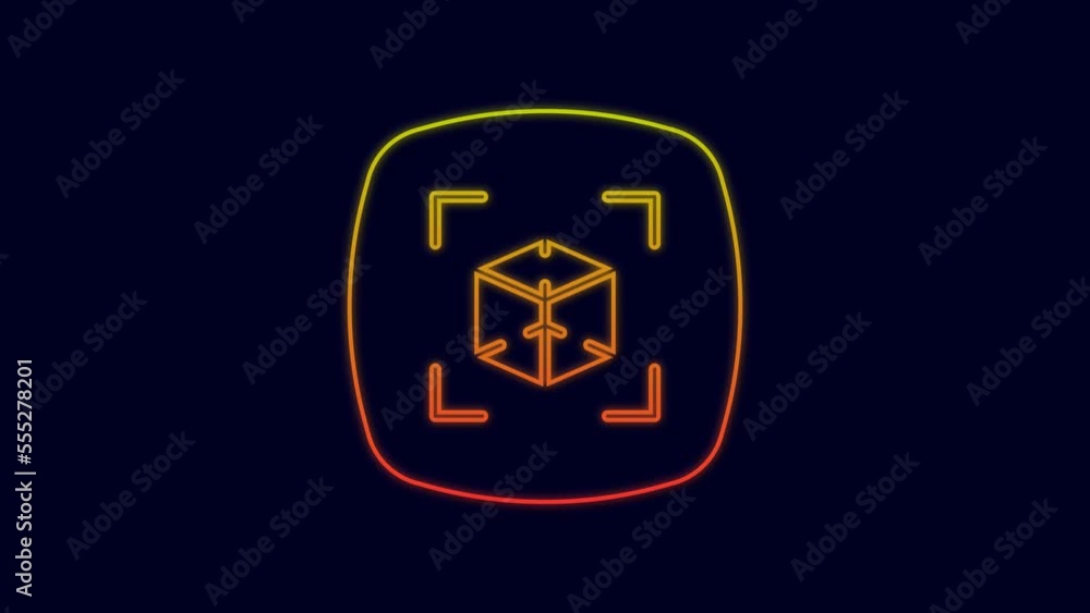 Glowing neon line 3d modeling icon isolated on blue background. Augmented reality or virtual reality. 4K Video motion graphic animation Glowing neon line 3d modeling icon isolated on blue background. Augmented reality or virtual reality. 4K Video motion graphic animation