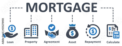 Mortgage icon - vector illustration . mortgage, loan, property, real estate, agreement, asset, repayment, calculate, home, house, infographic, template, concept, banner, pictogram, icon set, icons .