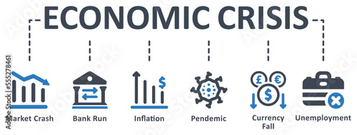Economic Crisis icon - vector illustration . economic, crisis, market crash, economic bubble, bank run, inflation, currency fall, unemployment, infographic, concept, banner, icon set, icons .