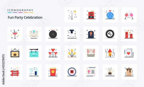 25 Party Flat color icon pack