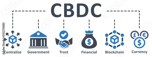 CBDC icon - vector illustration . cbdc, central, bank, digital, currency, centralize, government, trust, financial, blockchain, big data, infographic, template, concept, banner, icon set, icons .