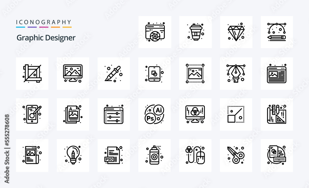 25 Graphic Designer Line icon pack