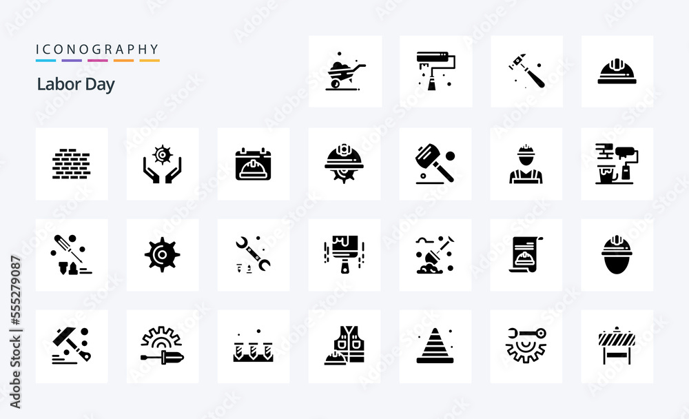 25 Labor Day Solid Glyph icon pack