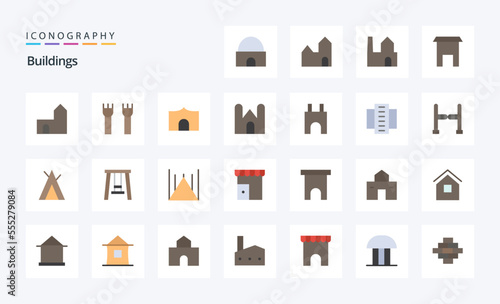 25 Buildings Flat color icon pack © Muhammad