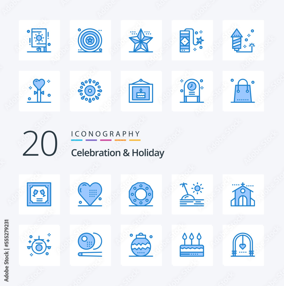 20 Celebration  Holiday Blue Color icon Pack like vacation island love holiday holiday